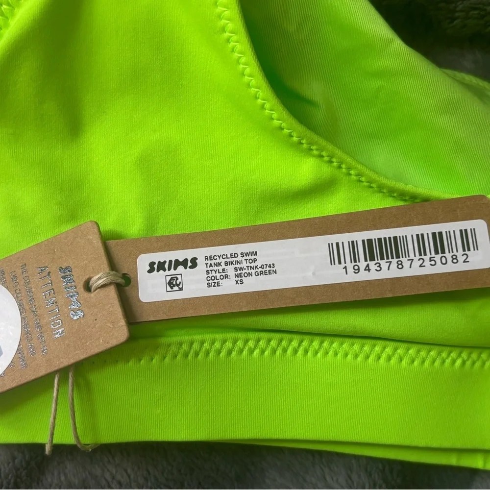 Skims Recycled Swim Tank Bikini Top In Neon Green - XS